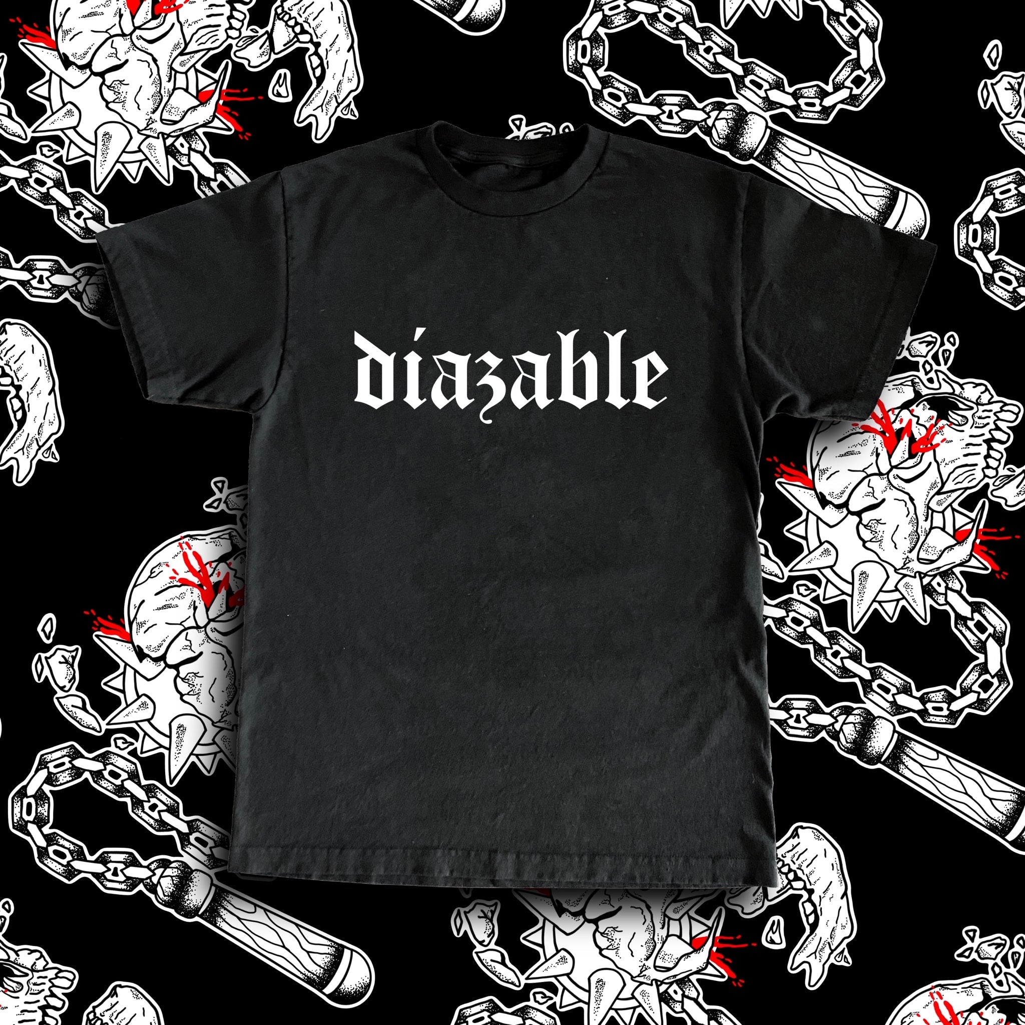 Diazable Apparel Let Us Suffer Skull & Mace Graphic T-Shirt – diazable ...